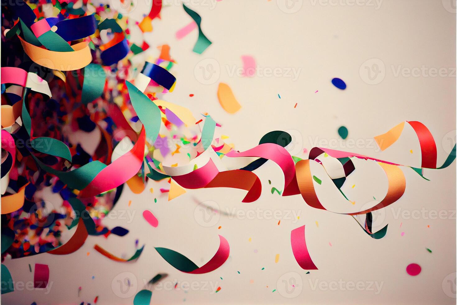 illustration of confetti and paper streamer as party decoration photo