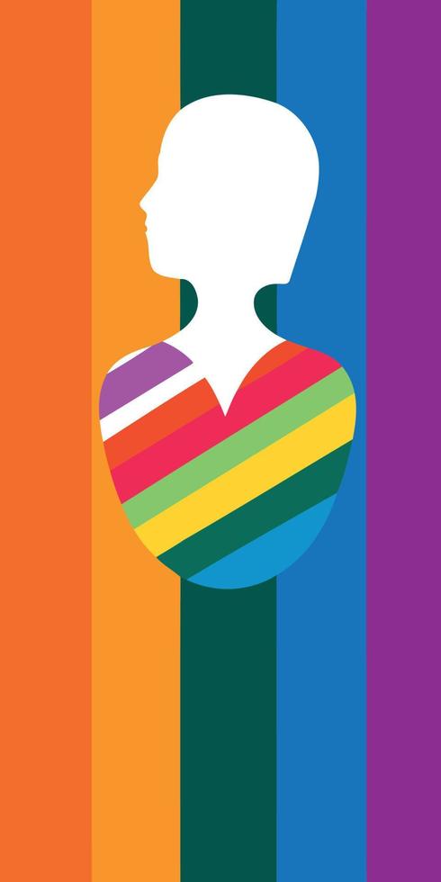 lgbt pride day and month vertical background with colors heart and person vector