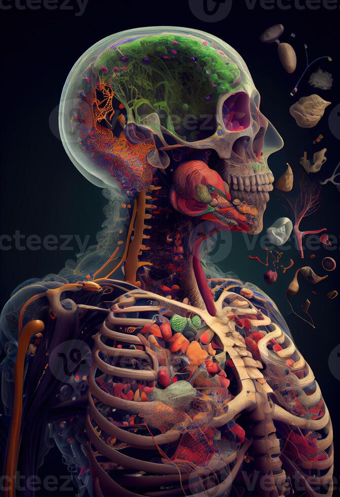 illustration of a visually stunning and intricate illustration of the anatomy of life photo