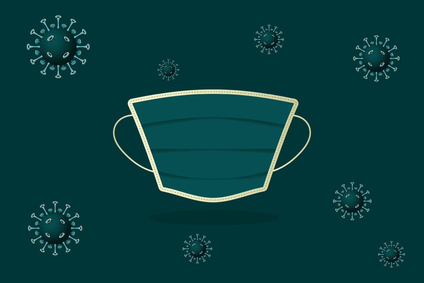 Virus and mask, background.  Coronavirus, covid, omicron, flu with virus and mask icons. Vector illustration