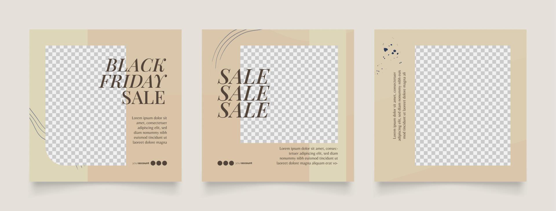 social media template banner fashion sale promotion in khaki brown color vector