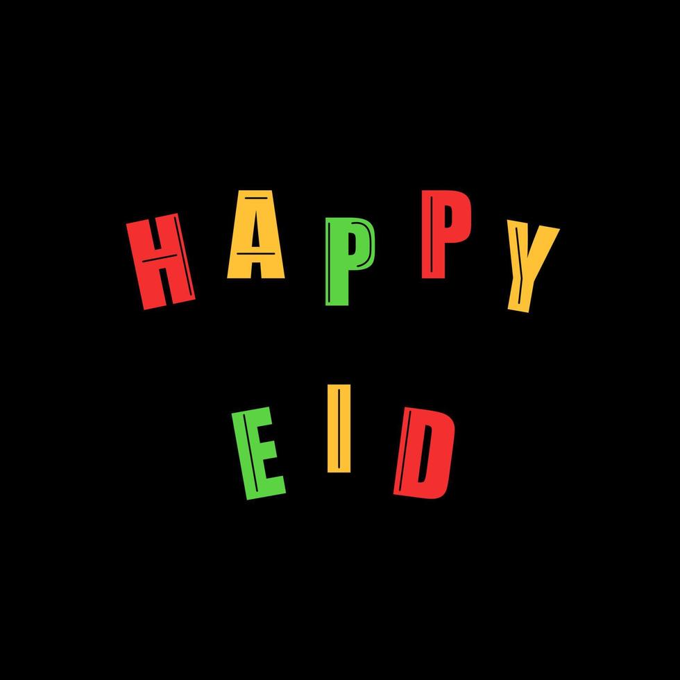 Happy Eid greeting card invitation colorful trendy on dark background vector