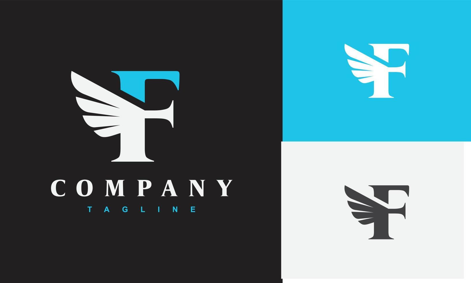 initials F wing logo vector