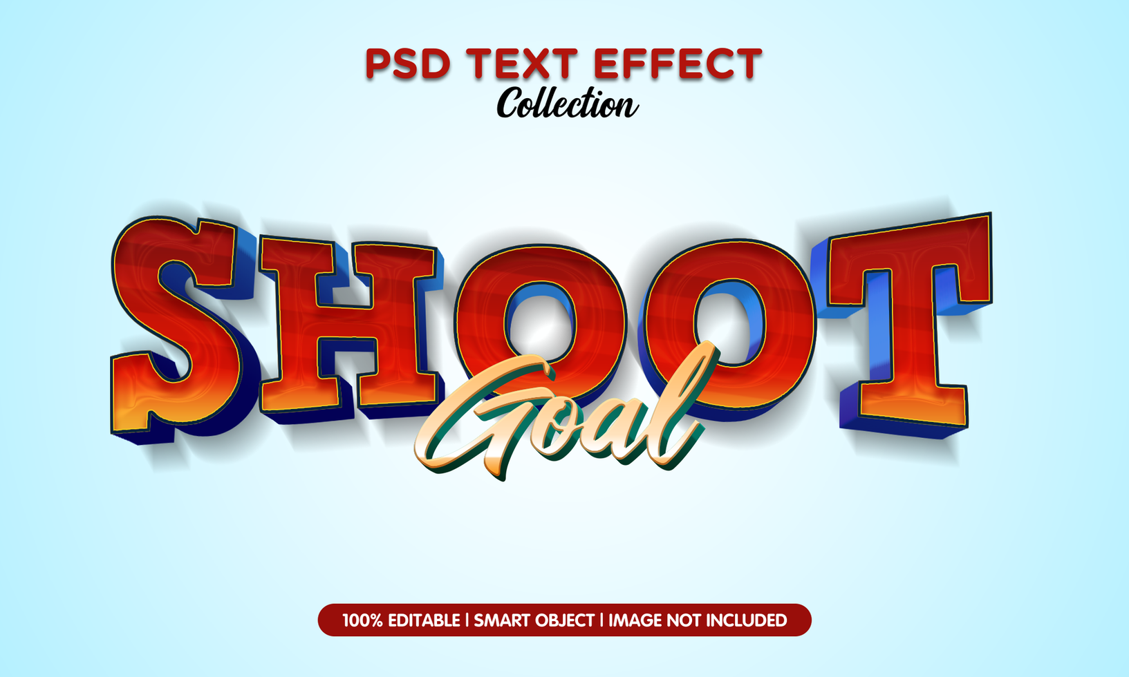 shoot and goal world football championship 3d text effect template psd
