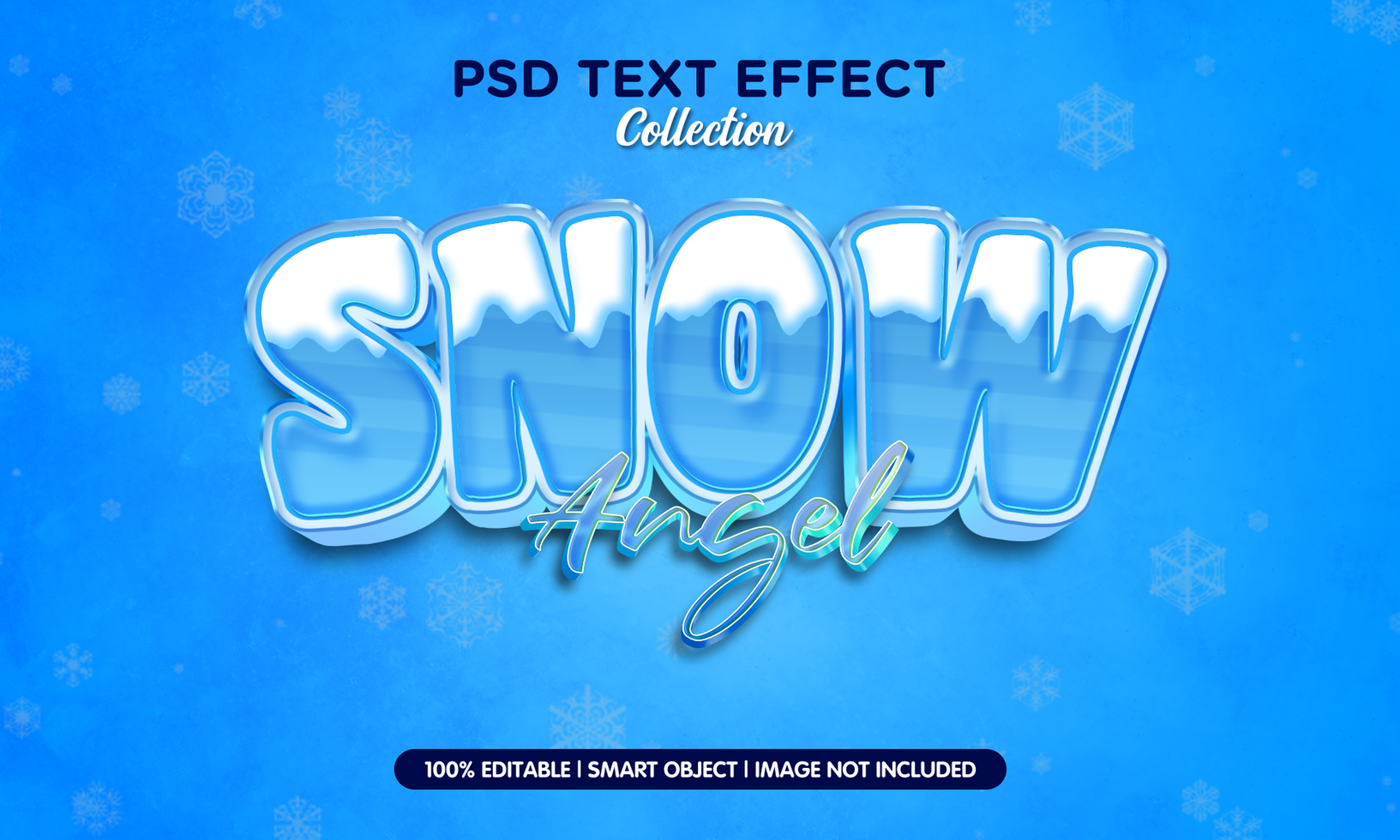 snow angle in winter vibes 3d text effect template psd