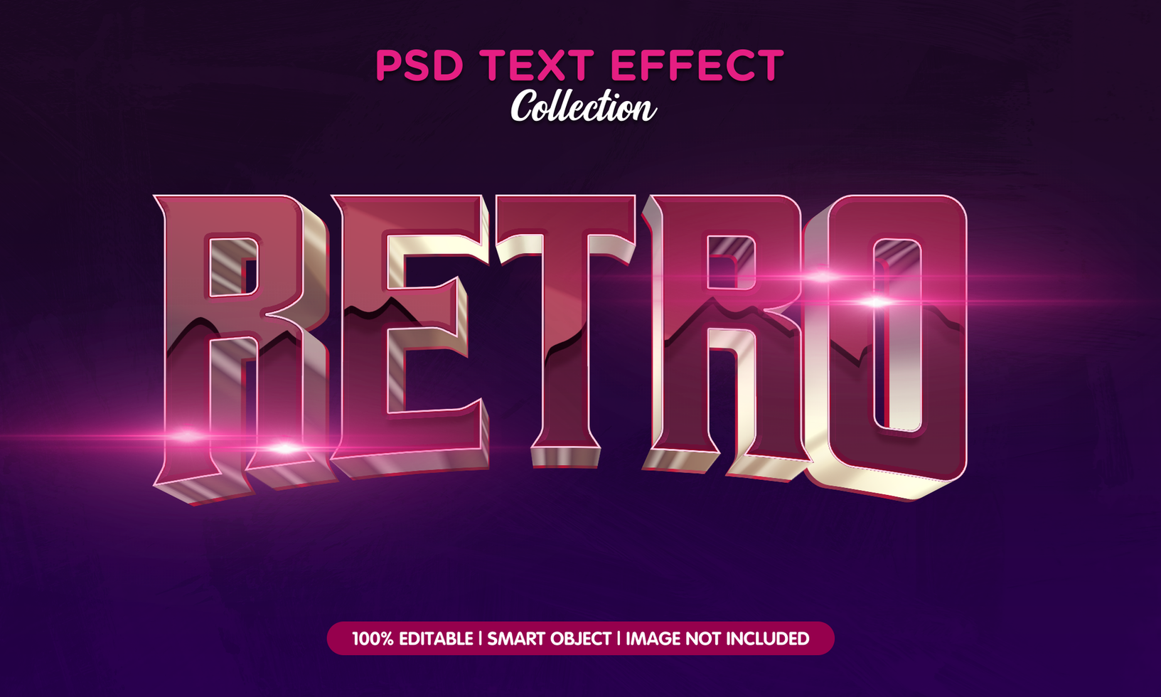 retro 3d text effect template psd