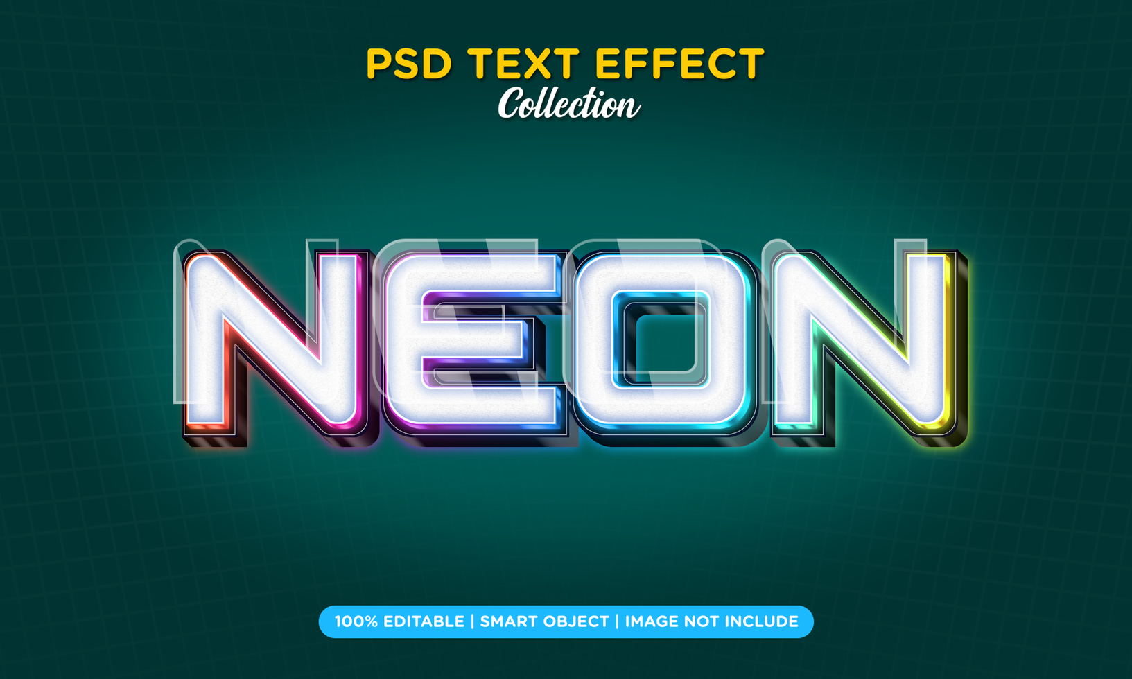 modern techno neon text effect psd