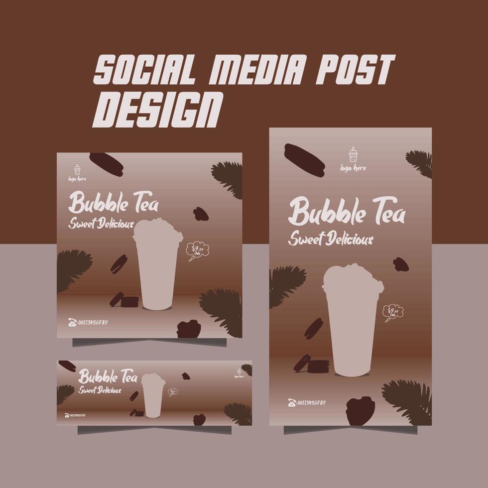 bubble tea flyer template vector