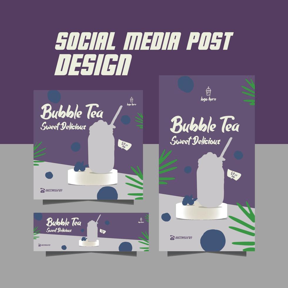 bubble tea flyer or milkshake flyer design vector