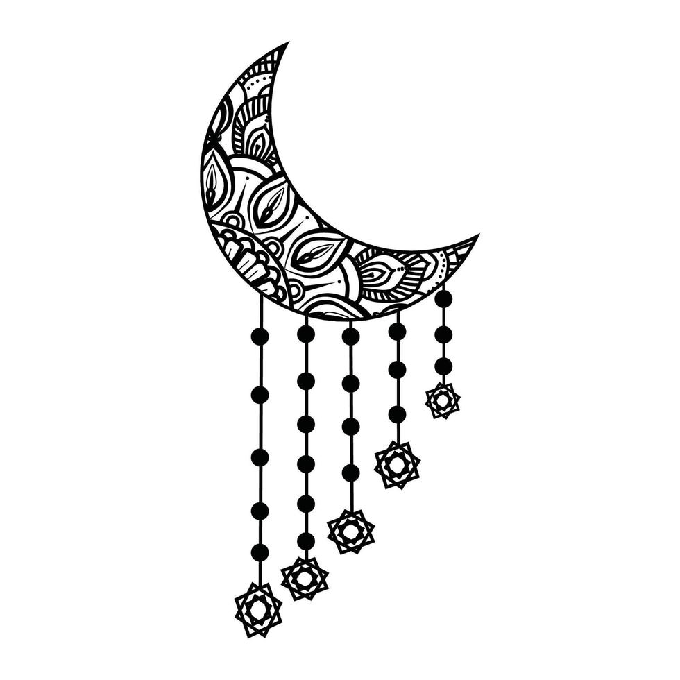 vector de caligrafía árabe ramadan kareem simple, icono de línea de saludo de eid mubarak diseño vectorial mínimo y simple con linterna resplandeciente de mezquita y estrella de luna creciente colgante para fondo y banner