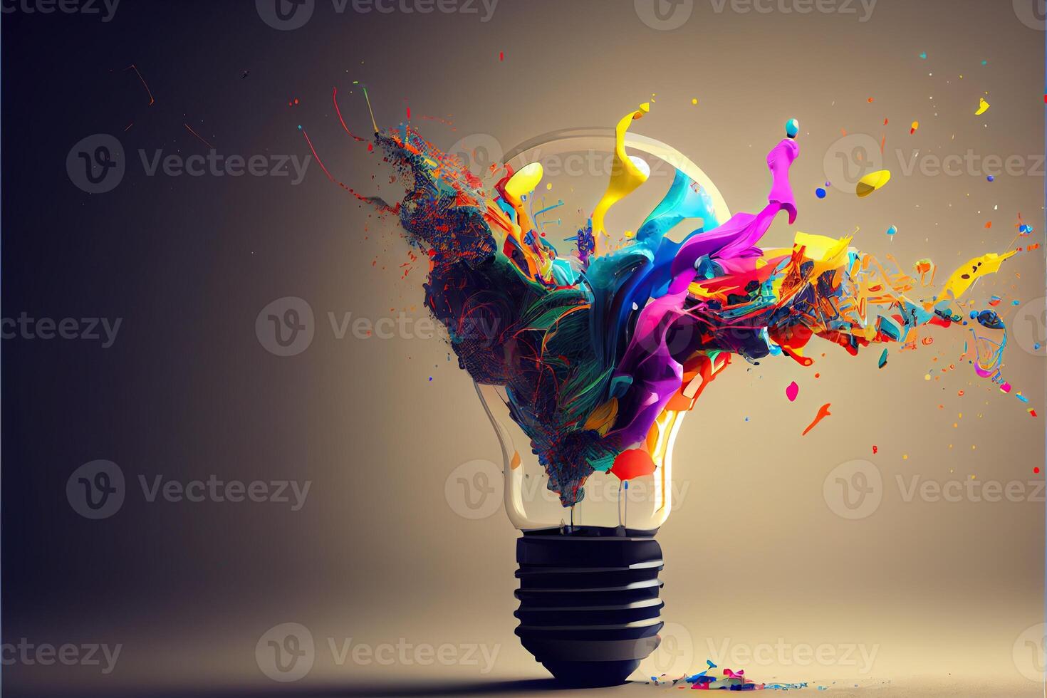 illustration of bright idea for business, education, star up growth, light bulbs on dark background, idea concept photo