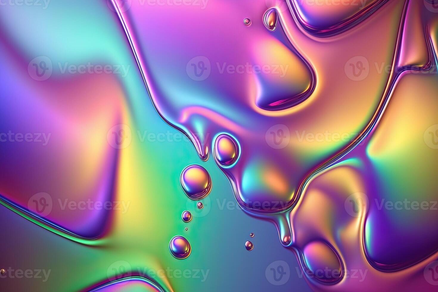 illustration of holographic liquid background. Holographic iridescent backdrop. Pearlescent gradient and foil effect for design prints. Rainbow metal photo