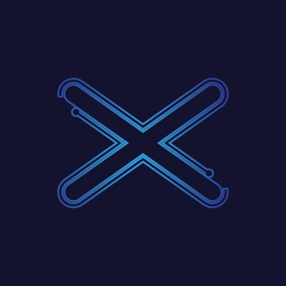 Letter X Tech Logo Design Vector