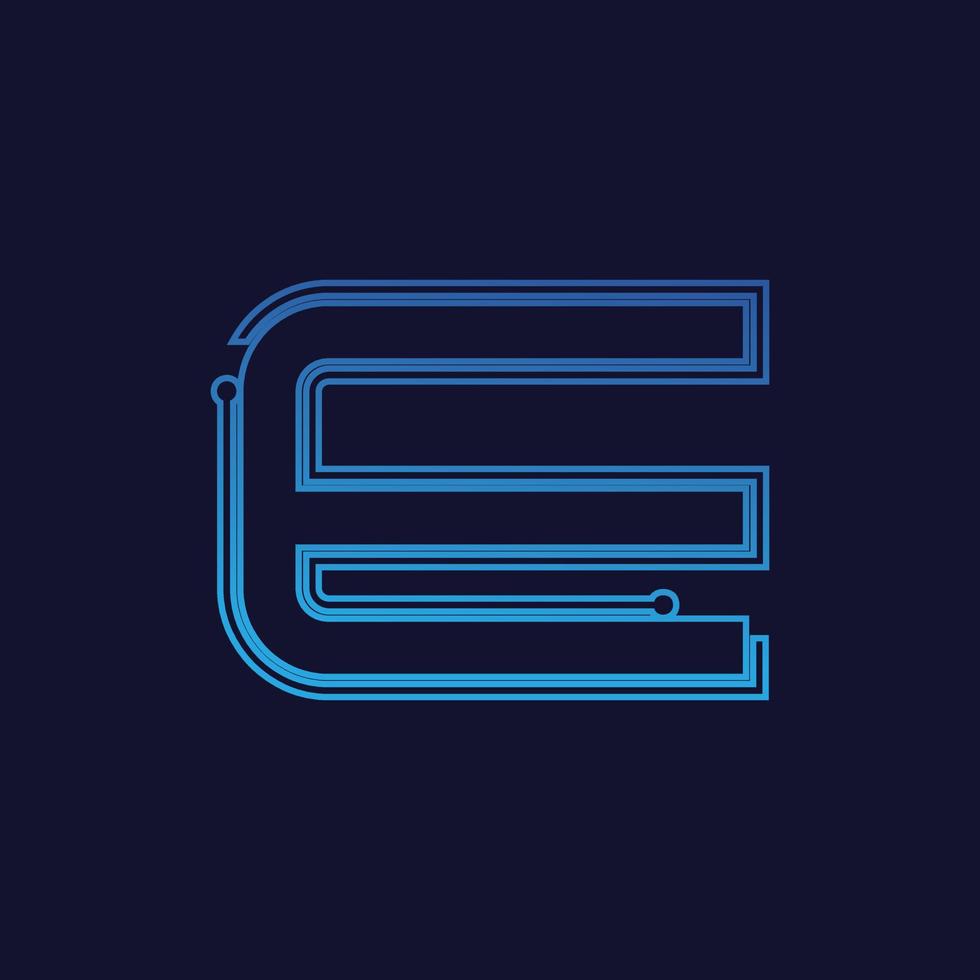 Letter E Tech Logo Design Vector
