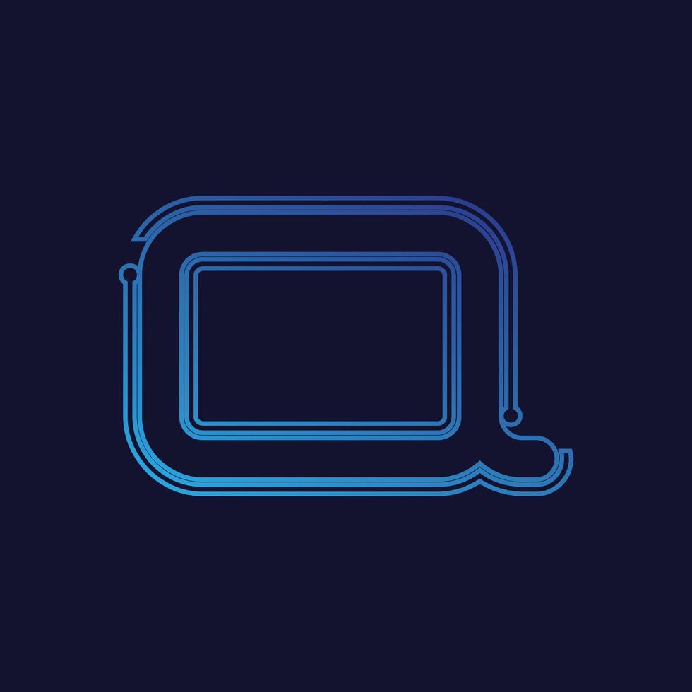Letter Q Tech Logo Design Vector