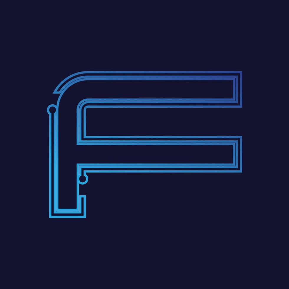 Letter F Tech Logo Design Vector