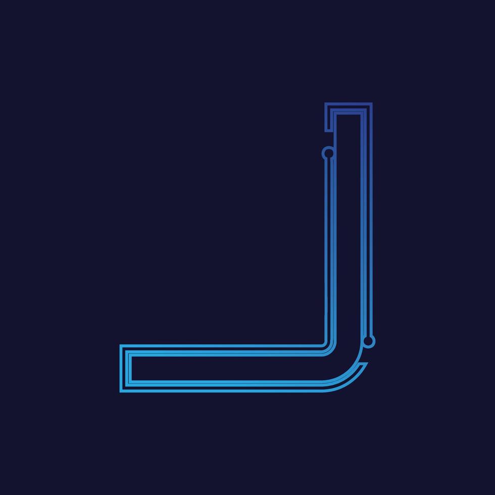 letra j tecnología logo diseño vector