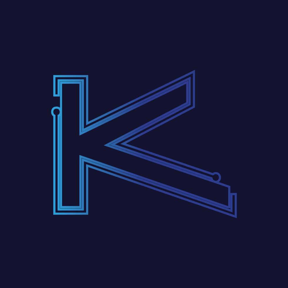 letra k tecnología logo diseño vector