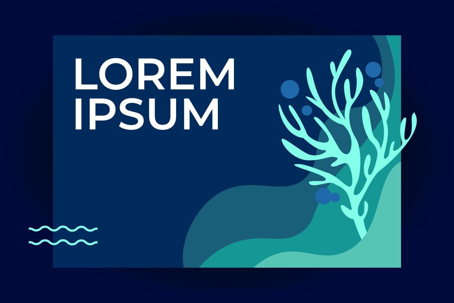 Teal, navy, sea background with leaves element. For Cover, Presentation, Template, Card, Web, Banner vector