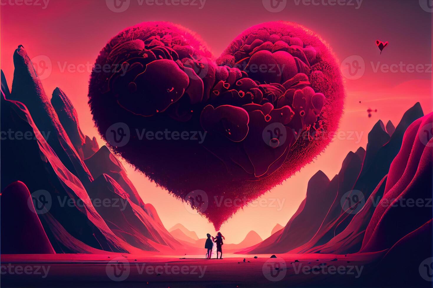 illustration of Valentine day background, love, romantic concept, heart shape. Neural network generated art. Digitally generated image. Not based on any actual scene or pattern. photo
