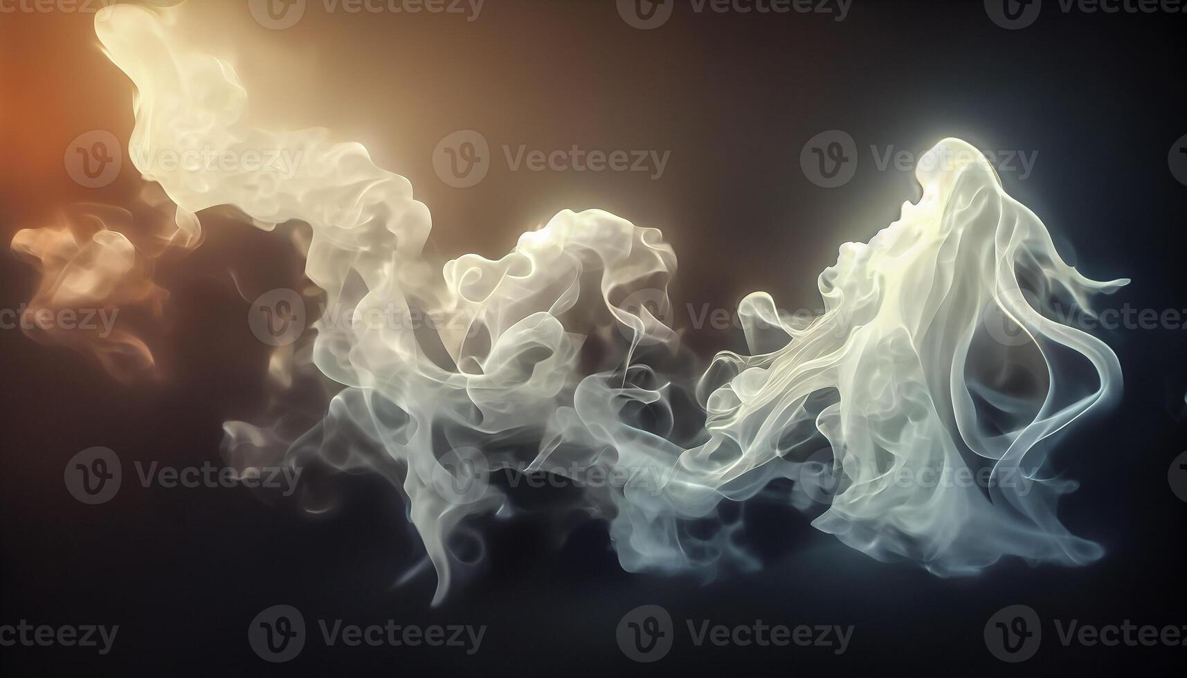 illustration of White curve fog, smoke, clouds, fire and dark background with spotlight. Abstract illustration art. Pattern texture, use for ad, poster and template, business.Digital art photo