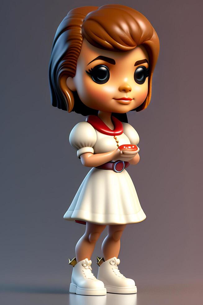 linda coleccionable hembra funko popular vinilo figura en moderno y elegante ropa foto