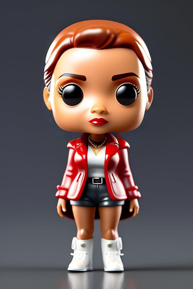 linda coleccionable hembra funko popular vinilo figura en moderno y elegante ropa foto