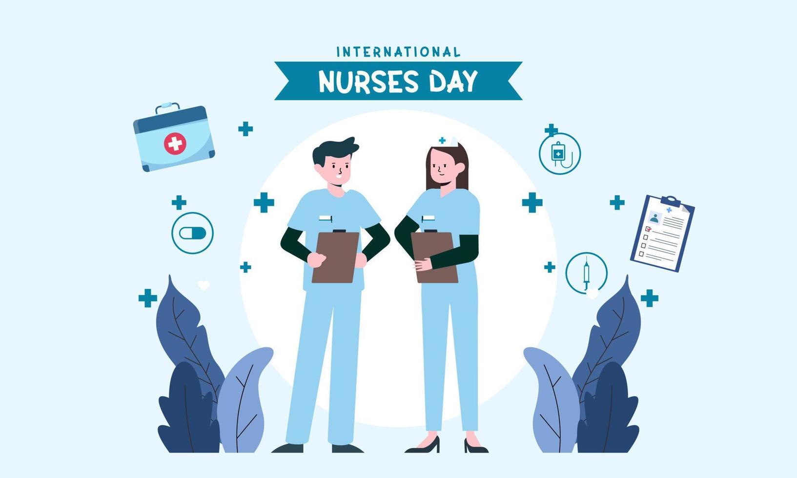 plano internacional enfermeras día ilustración vector