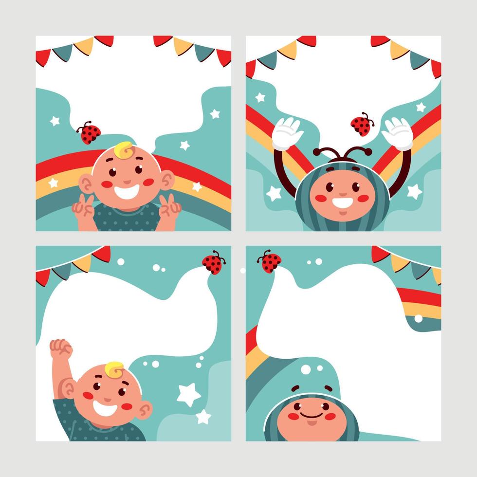 Social Media Posts of Baby Boy and Watermelon Doll vector