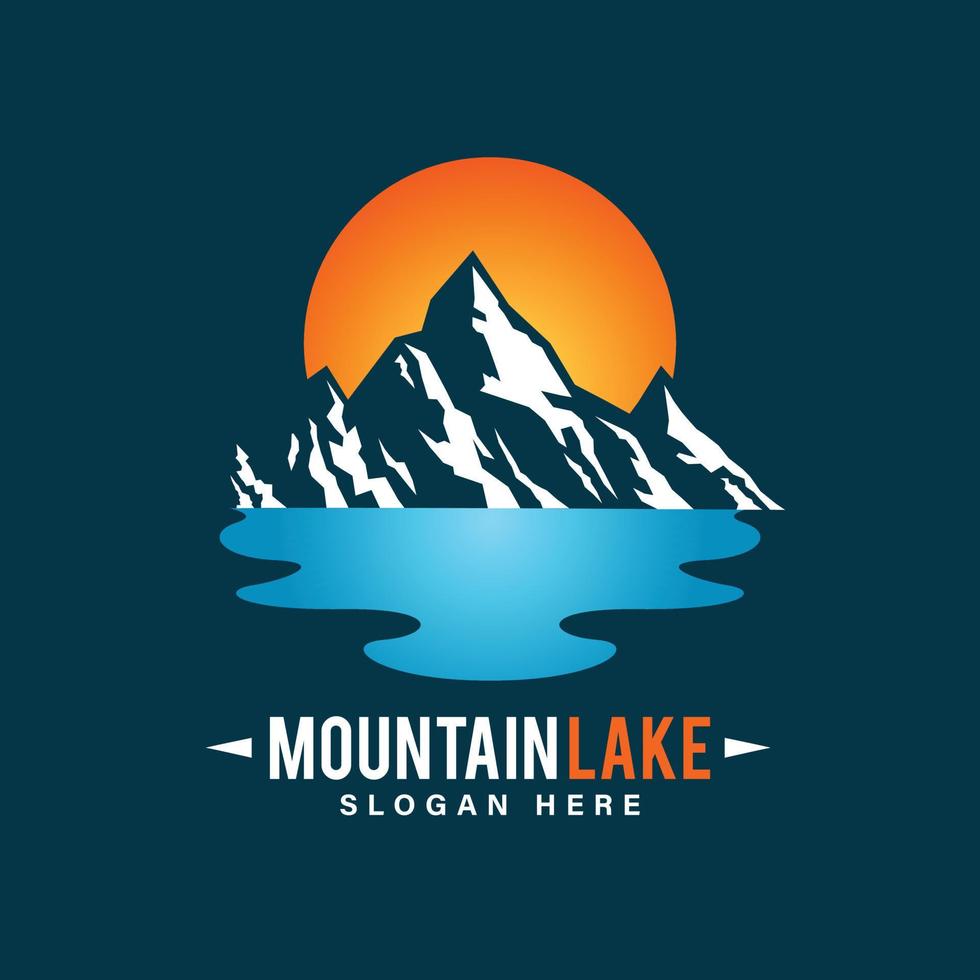 montaña lago ilustración vector