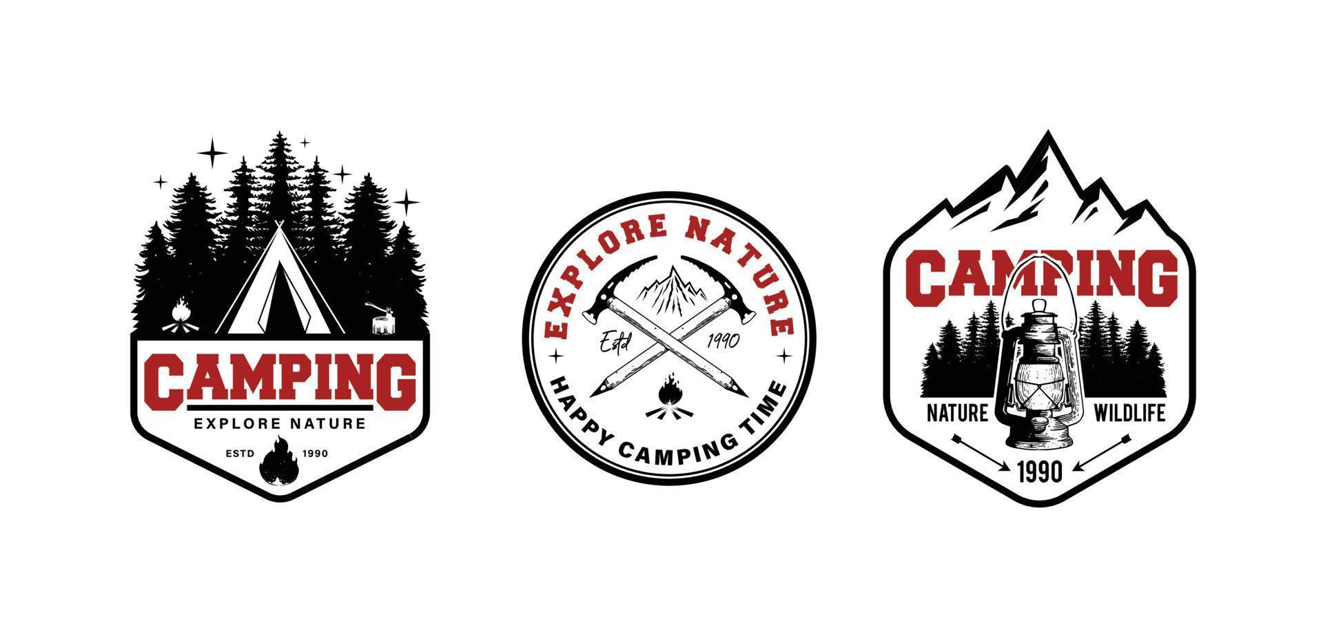 camping outdoor lables and badge design vector