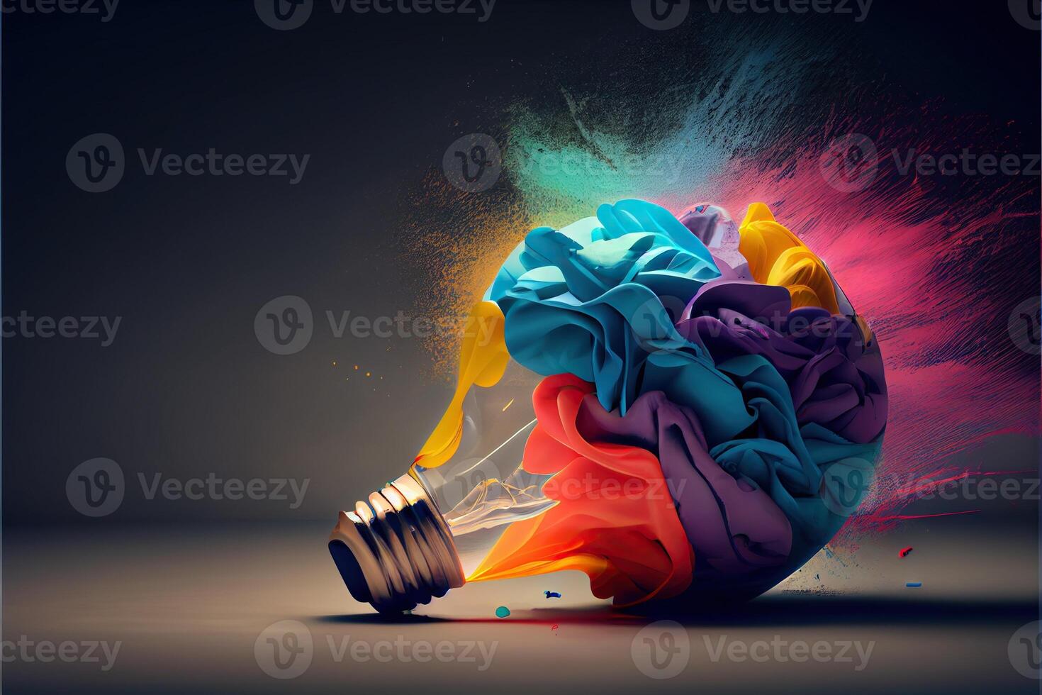 illustration of bright idea for business, education, star up growth, light bulbs on dark background, idea concept photo