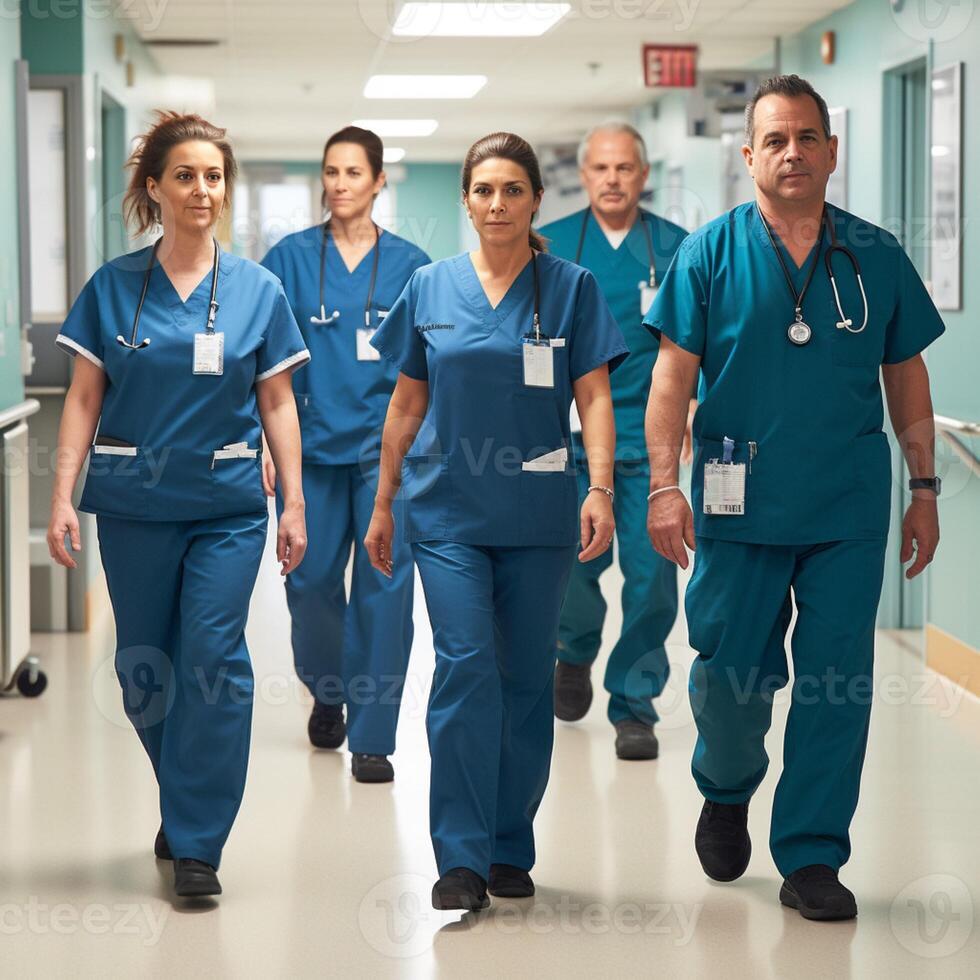 A doctor team walking aside photo