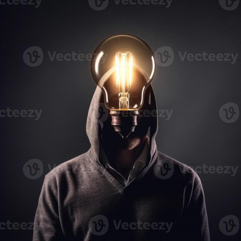 A man with a light bulb intead of head photo