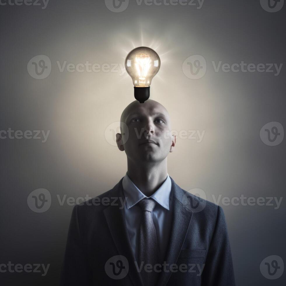 A man with a light bulb intead of head photo