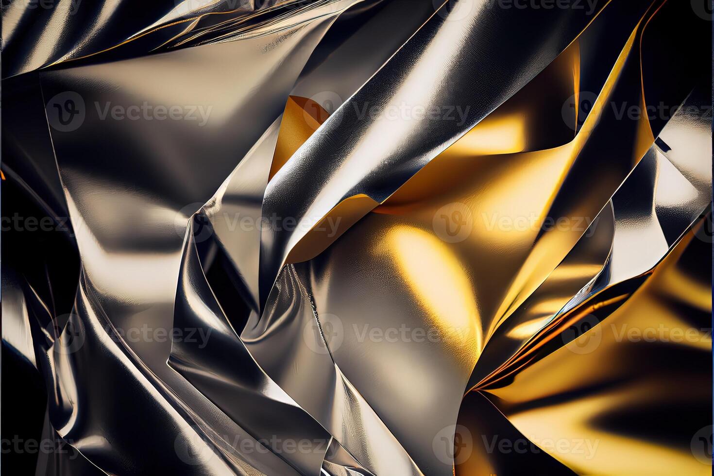 illustration of Foil golden and silver, crumpled metal texture photo