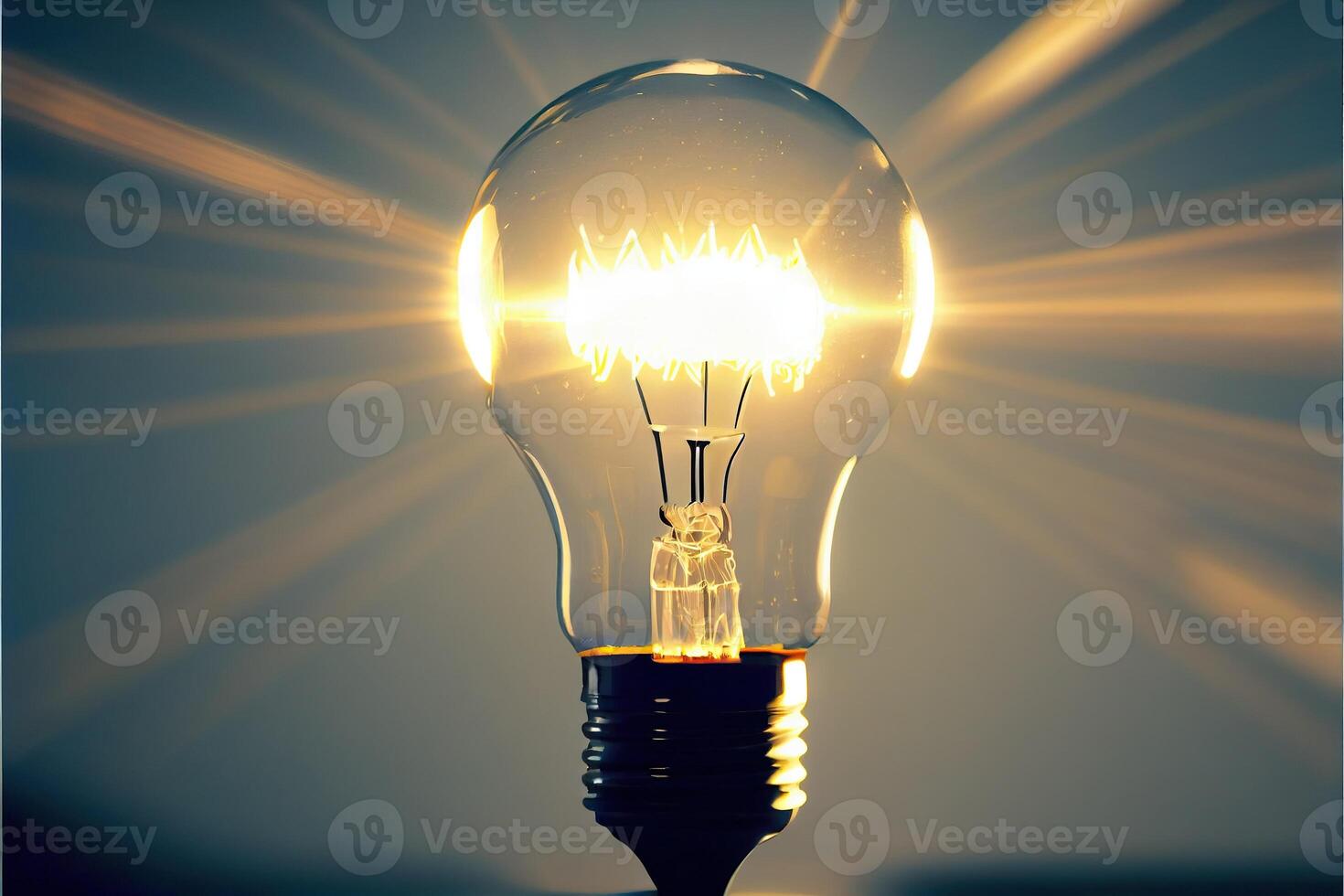 illustration of bright idea for business, education, star up growth, light bulbs on dark background, idea concept photo