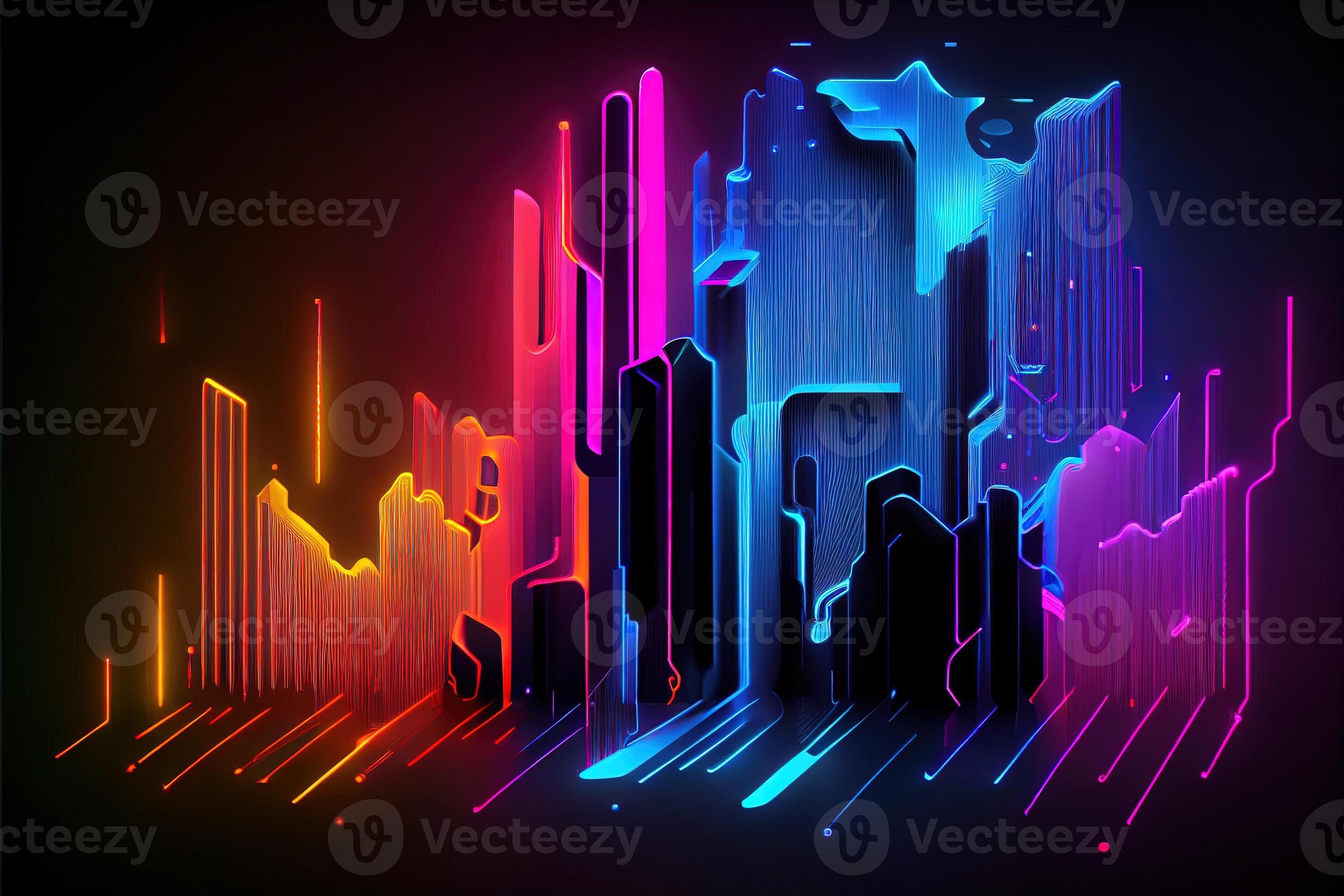 Generative AI illustration of gaming background, abstract cyberpunk style  of gamer wallpaper, neon glow light of scifi fluorescent sticks. Digitally  generated image 22694863 Stock Photo at Vecteezy