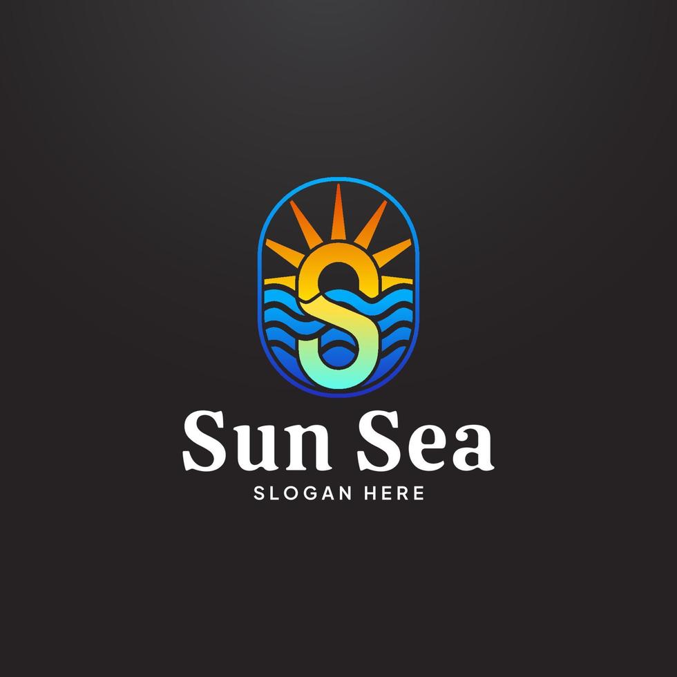 Letter s sun sea vintage logo vector. vector