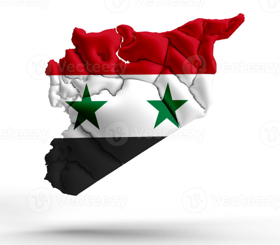 Siria mapa estrella verde rojo blanco negro color símbolo geografía antecedentes Asia política nacional tierra mundo contorno ciudad viaje Siria bandera mapa arabia medio este sirio musulmán territorio árabe.3d hacer png
