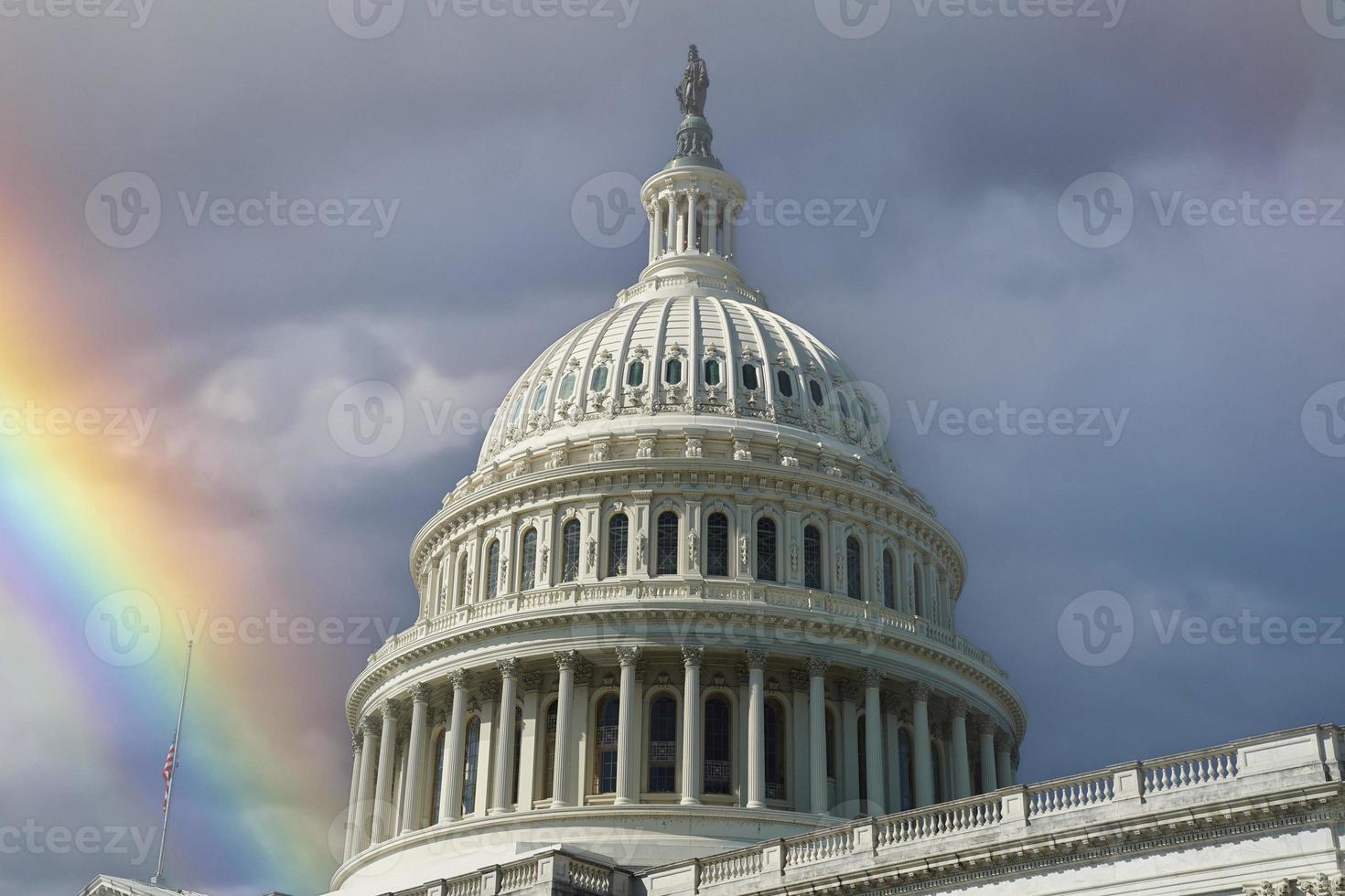 rainbow on washington dc capitol detail photo
