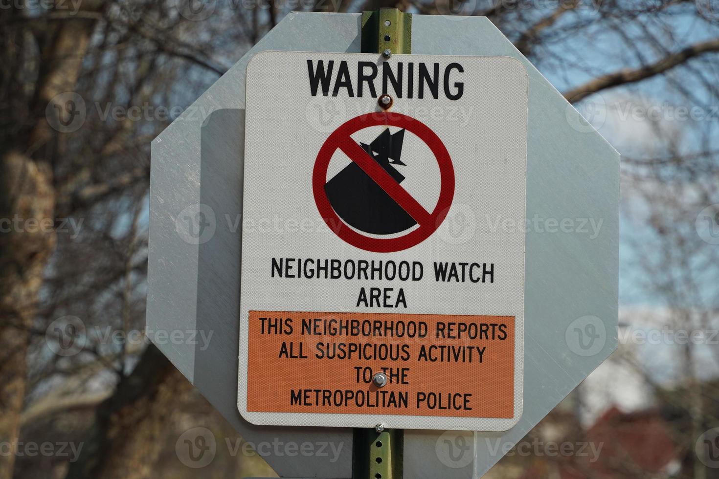 Warning neghborhood watching area in washington georgetown painted houses detail photo
