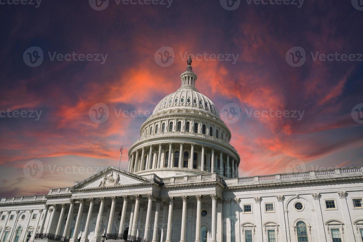 washington dc capitol detail at sunset photo