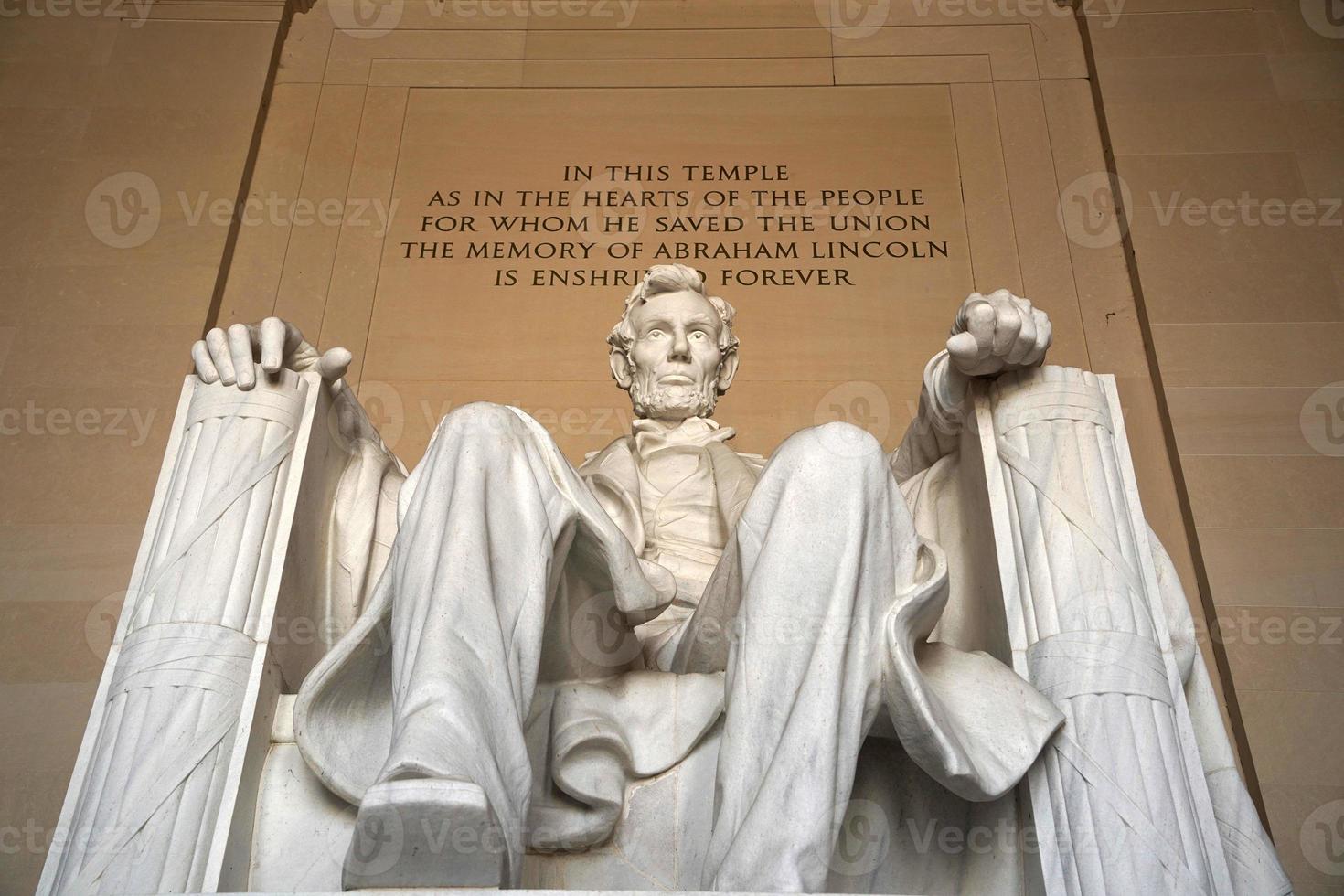 Washington DC, Abraham LIncoln statue inside Lincoln Memorial, built to honor the 16th President of the United States of America photo