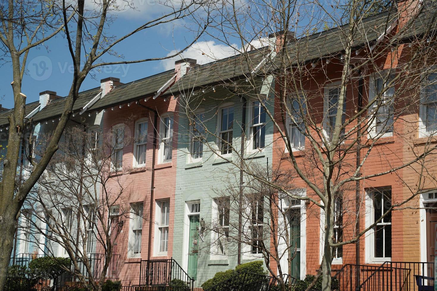 washington georgetown painted houses detail photo