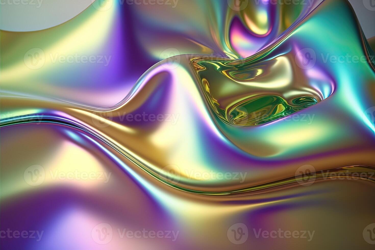 illustration of holographic liquid background. Holographic iridescent backdrop. Pearlescent gradient and foil effect for design prints. Rainbow metal photo