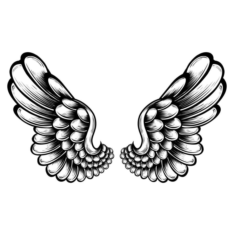 Vector angel wings tattoo design