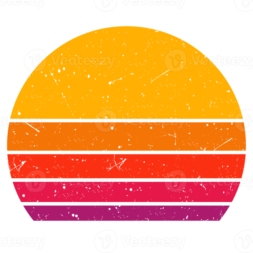 vintage retro striped sunset graphics. png