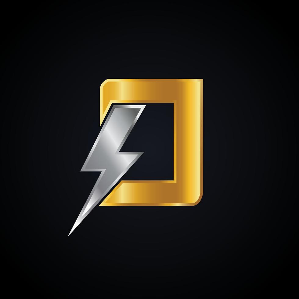 O Letter Logo With Lightning Thunder Bolt Vector Design. Electric Bolt Letter O Logo Vector Illustration.