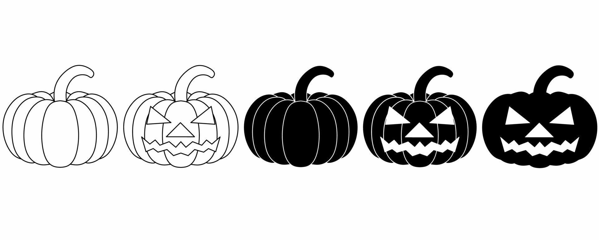 outline silhouette pumkin icon set isolated on white background vector